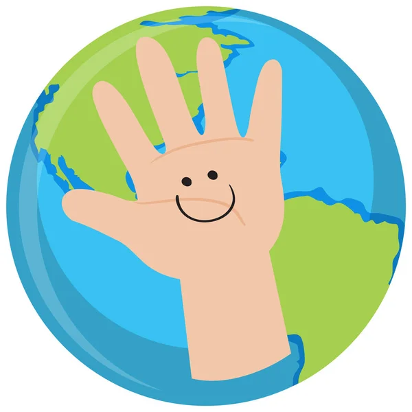 Human Hand Symbol Earth Planet Illustration — vektorikuva
