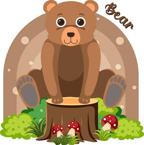 Cute Bear Cartoon Flat Style Illustration — 图库矢量图片