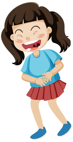 Girl Laughing Cartoon Character Illustration — 스톡 벡터