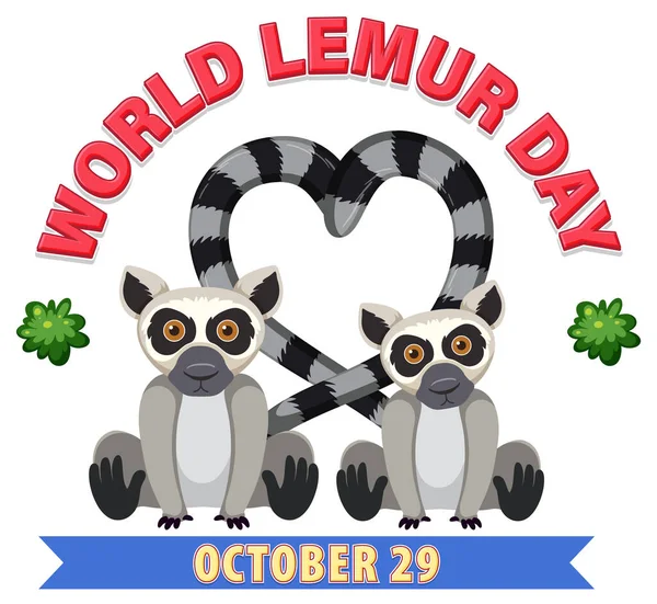 World Lemur Day Poster Design Illustration — Image vectorielle