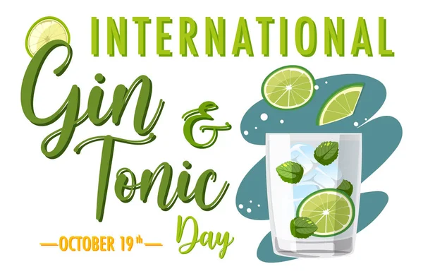 International Gin Tonic Day Banner Illustration — Vettoriale Stock