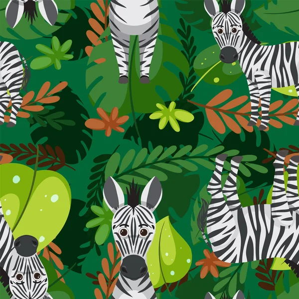 Cute Zebra Seamless Pattern Illustration — Stock Vector