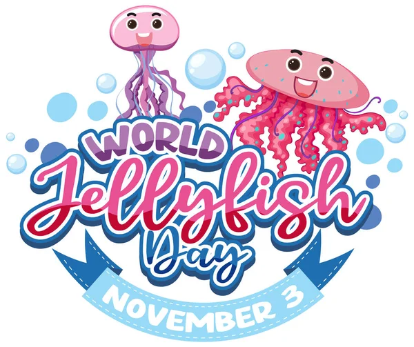 Cute Jellyfish Logo Concept Illustration — Stock Vector