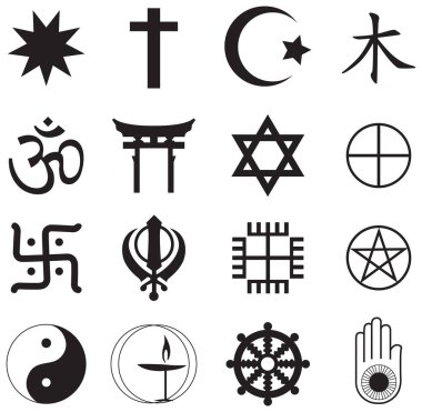 World religion symbols concept illustration
