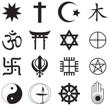 World religion symbols concept illustration clipart