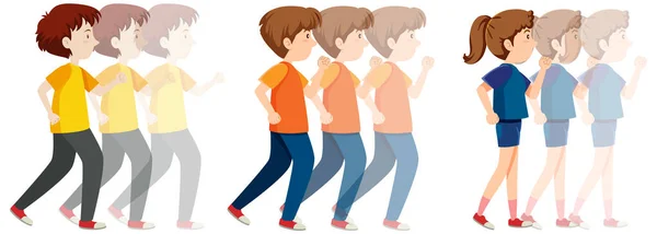 People Walking Backward Cartoon Illustration — Archivo Imágenes Vectoriales