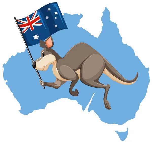 Wallaby Australian Animal Cartoon Illustration —  Vetores de Stock
