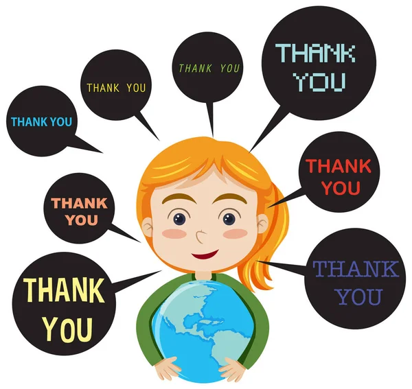 Girl Thank You Speech Bubble Illustration — Vector de stock