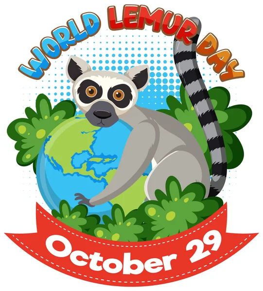 World Lemur Day Poster Design Illustration — Image vectorielle