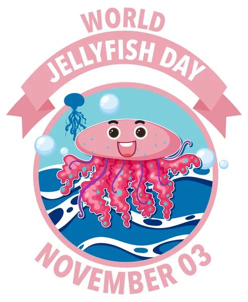 World Jellyfish Day Banner Design Illustration — Stock Vector