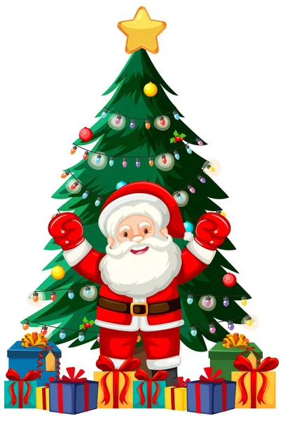 Santa Claus Christmas Tree Illustration — Stockvektor