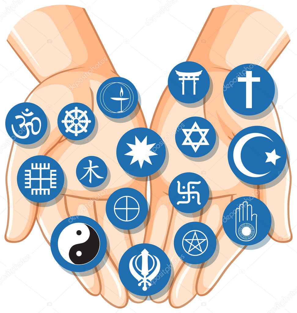 World religion symbols concept illustration