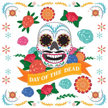 Day of the dead with calaca skull illustration