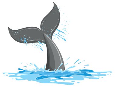 Tail of whale in the water illustration