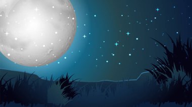 Süper Ay gece illüstrasyonlu küçük resim tasarımı