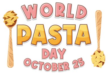 Dünya Makarna Günü Bayrak Tasarımı illüstrasyonu