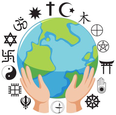 World religion symbols concept illustration