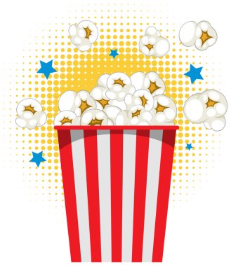 Patlamış mısır kırmızı çizgileri kova illüstrasyonu