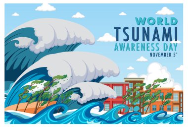 World Tsunami Awareness Day Banner Design illustration