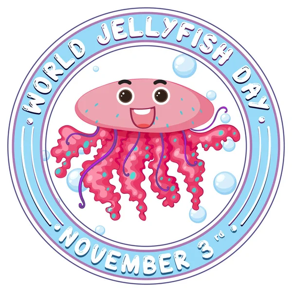 World Jellyfish Day Logo Design Illustration — Stock Vector