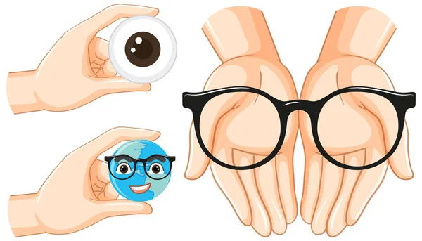 Manos Humanas Sosteniendo Gafas Ilustración — Vector de stock