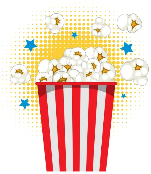 Popcorn Rode Strepen Emmer Illustratie — Stockvector