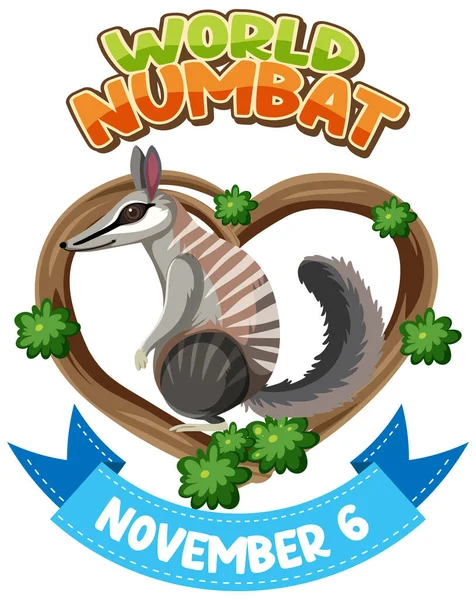 World Numbat Day Banner Ilustração Logotipo — Vetor de Stock