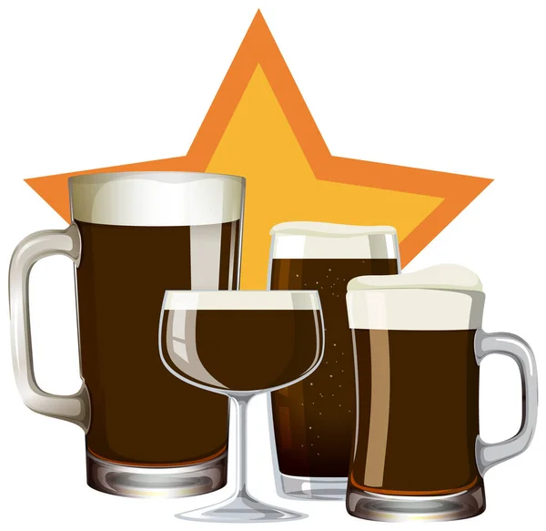 Alcohol Drink Different Glasses Set Illustration — Stockvektor