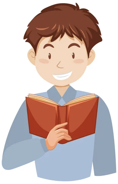 Cartoon Flat Style Man Reading Book Illustration — Stock Vector