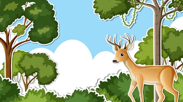 Thumbnail Design Mit Hirschen Wald Illustration — Stockvektor