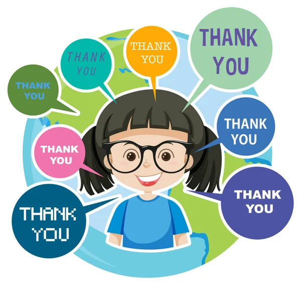 Girl Thank You Speech Bubble Illustration — Vettoriale Stock