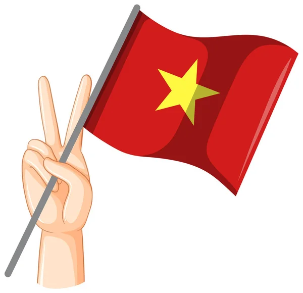 Vietnam Flag Peace Hand Illustration — Vetor de Stock