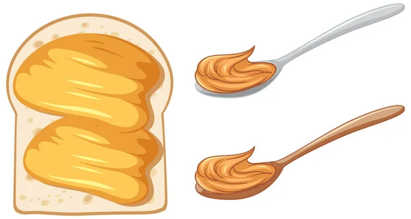 Ψωμί Βούτυρο Στην Απεικόνιση Στυλ Κινουμένων Σχεδίων — Διανυσματικό Αρχείο