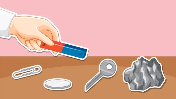 Magnet Objects Experiment Illustration — Stock Vector