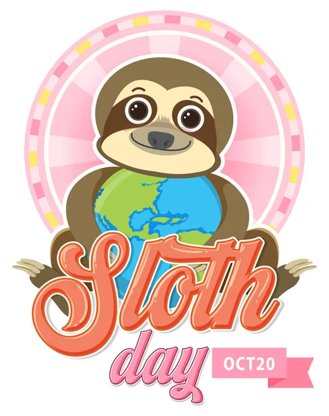 International Sloth Day Banner Concept Vector Illustration — Vetor de Stock