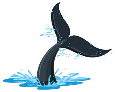 Tail of whale in the water illustration