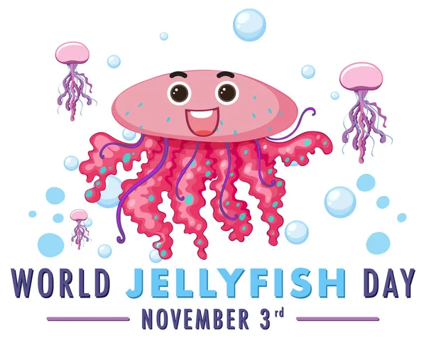 World Jellyfish Day Logo Design Illustration — Stock Vector