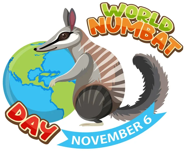 Εικονογράφηση Λογότυπου Banner Της Παγκόσμιας Ημέρας Numbat — Διανυσματικό Αρχείο