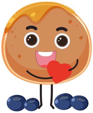 Pancake cartoon character with blueberry illustration