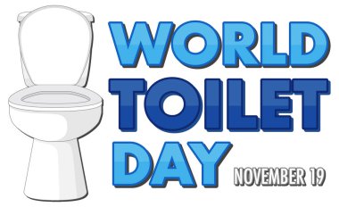 Dünya tuvalet günü metin tasarımı illüstrasyonu