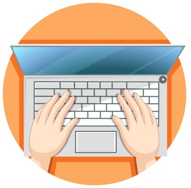 Hands typing on computer keyboard illustration