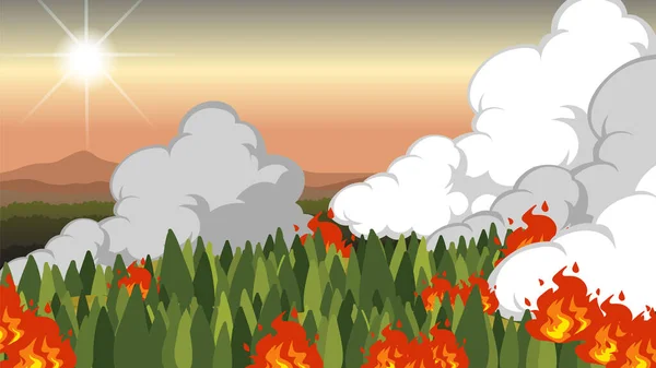 Návrh Miniatur Ilustrací Wildfire — Stockový vektor