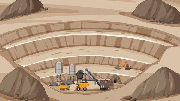 Projekt Miniatury Górniczym Krajobrazem Ilustracji — Wektor stockowy