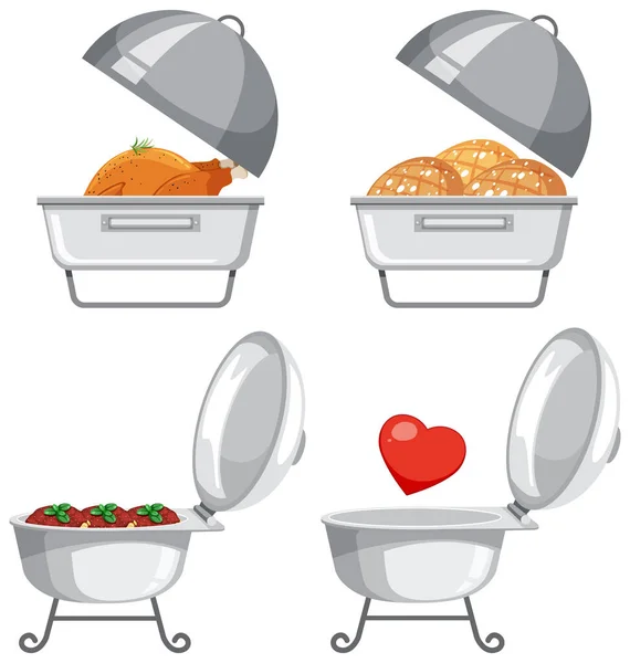 Set Von Buffet Catering Lebensmitteln Illustration — Stockvektor