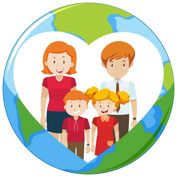 Happy Family Earth Planet Background Illustration — 图库矢量图片