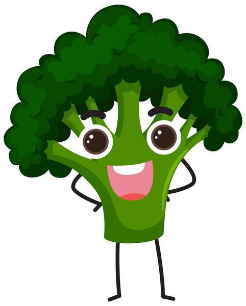 Broccoli Cartoon Character Illustration — Stock Vector