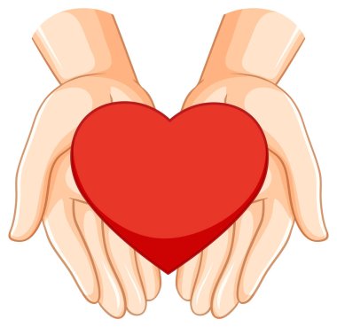 Heart on human hands illustration