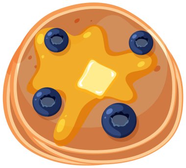 Top view of blueberry pancake illustration