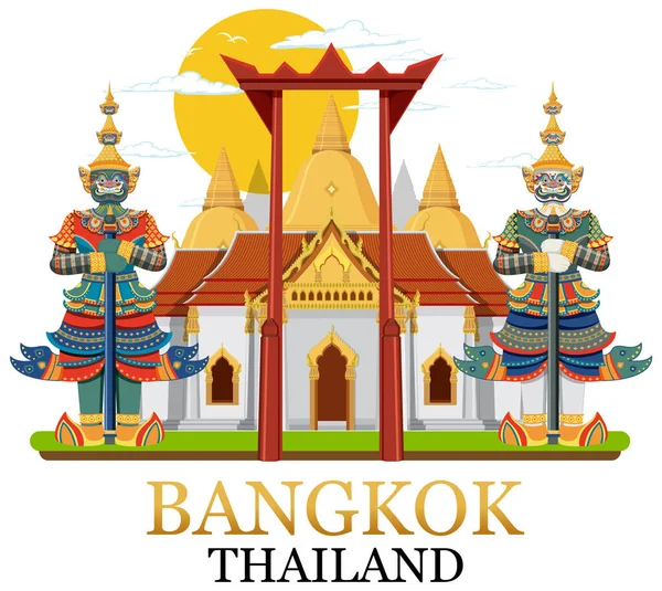 Bangkok Tayland Simgeleri Logo İllüstrasyonu
