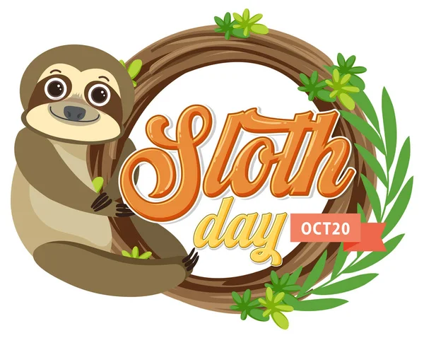 International Sloth Day Banner Concept Vector Illustration — Vetor de Stock